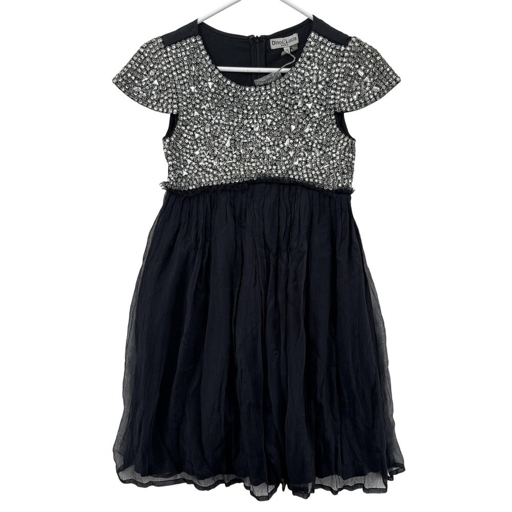 Dino e Lucia Dress Girls XS Beaded‎ Chiffon Skirt Party Formal Paris Designer